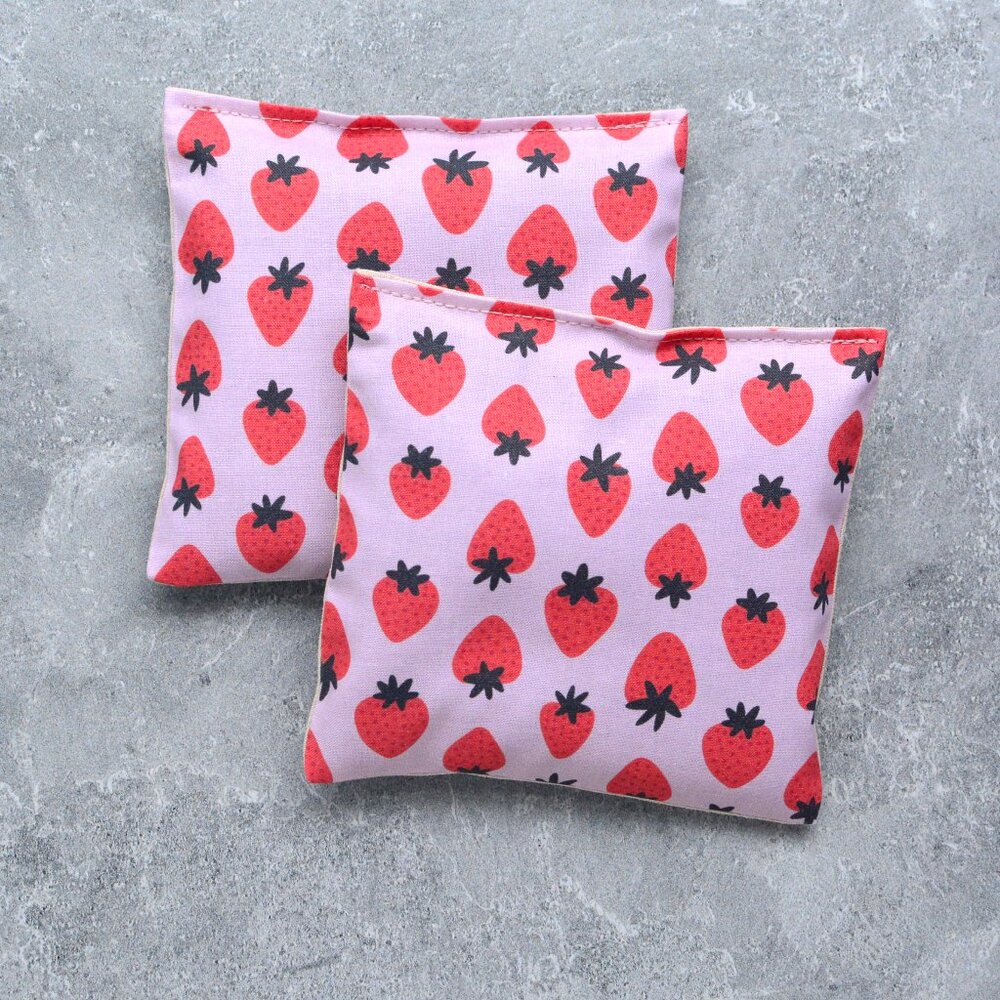 Strawberries on Pink Cotton Lavender Sachet Bundle